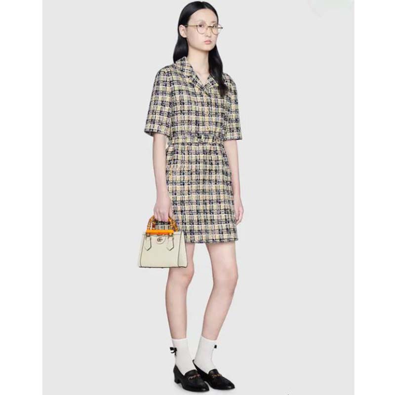 Gucci GG Women Gucci Diana Mini Tote Bag Double G White Leather