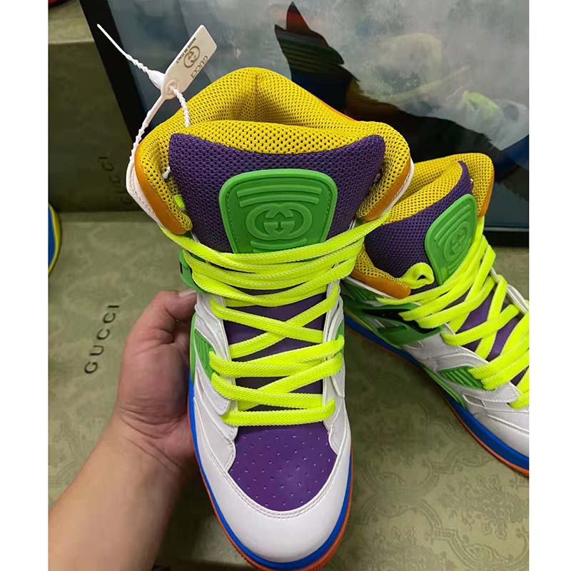 Gucci Unisex GG Gucci Basket Sneaker Green Demetra Rubber Interlocking G Patch