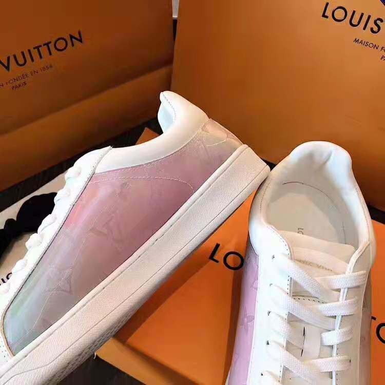 Louis Vuitton LV Unisex LV Luxembourg Sneaker in Iridescent Monogram Textile and Calf Leather-Rose