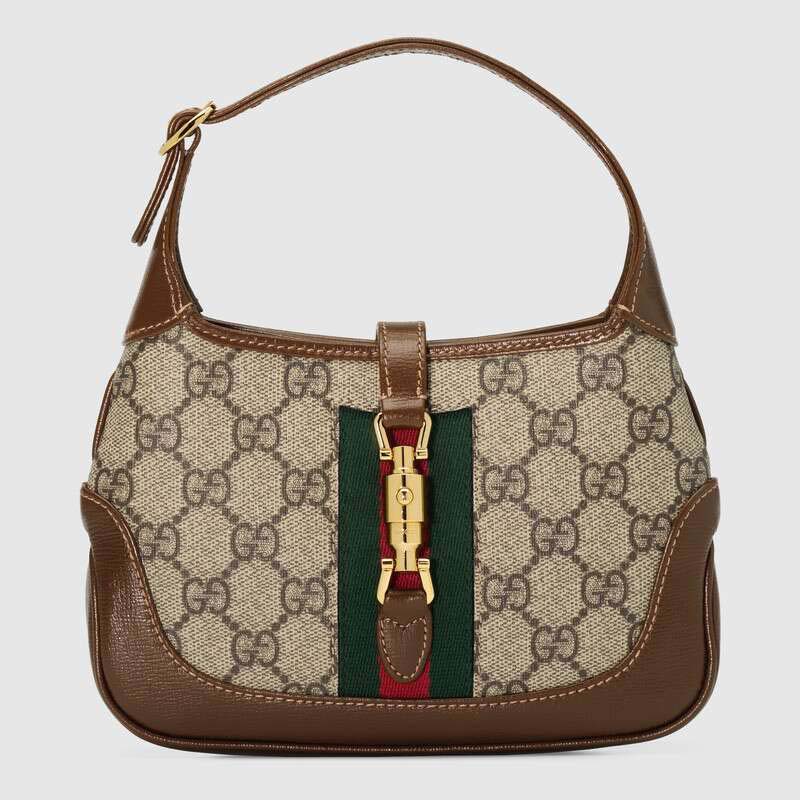 Gucci Women Jackie 1961 Mini Hobo Bag Beige/Ebony GG Supreme Canvas