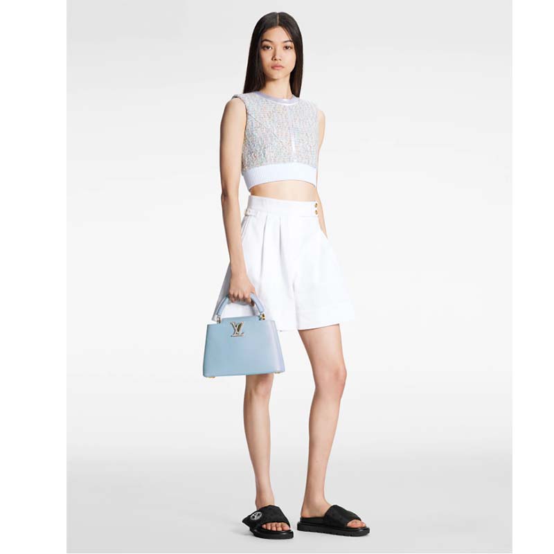 Louis Vuitton LV Women Capucines BB Handbag Lilas Purple Taurillon Leather