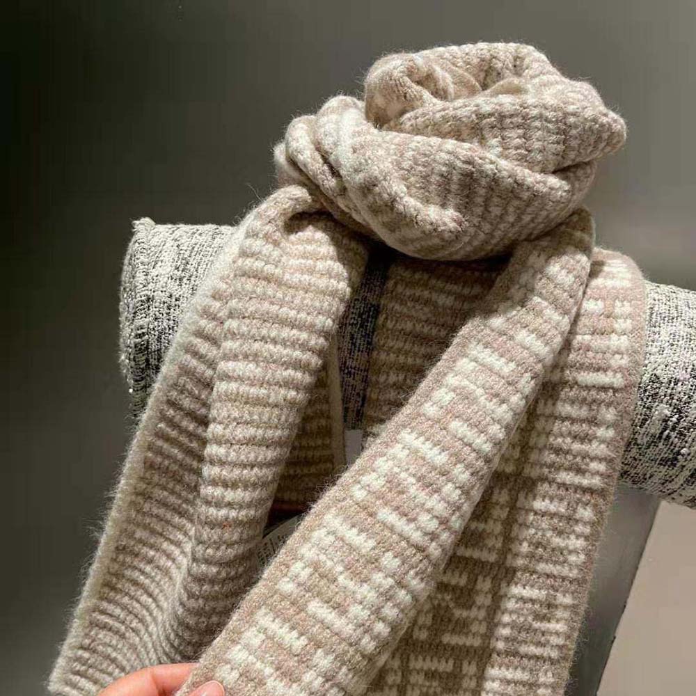 Fendi Women FF Scarf Dove Gray Cashmere Scarf