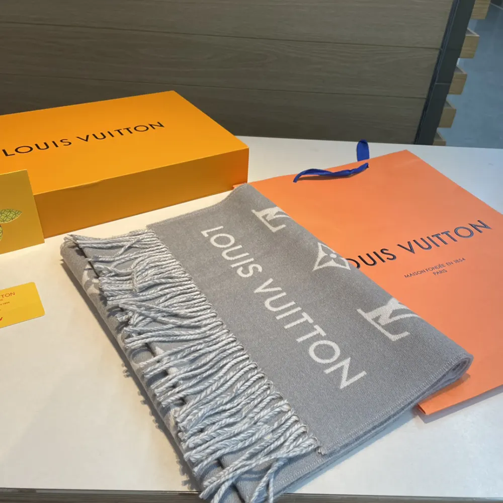 Louis Vuitton Unisex All About Monogram Scarf-Light Grey M79226