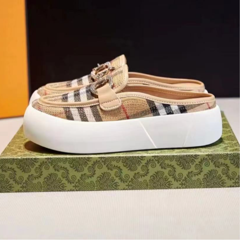 Latest check metal buckle mules PD042025051911