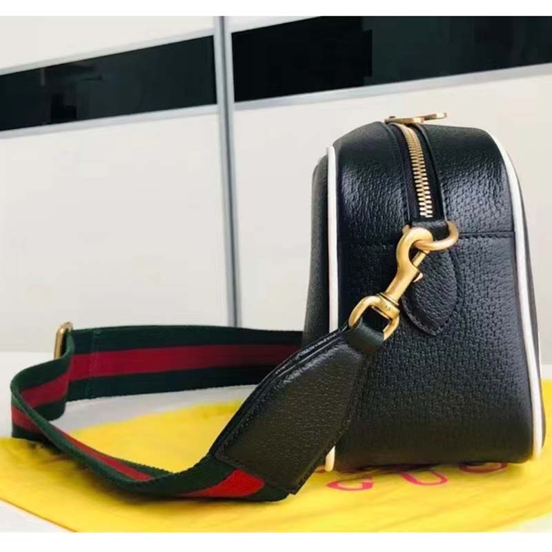 Gucci Unisex GG Adidas x Gucci Small Shoulder Bag Black Leather Green Red Web