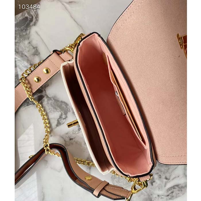 Louis Vuitton LV Women Lockme Tender Pochette Trianon Pink Quartz White Grained Calf