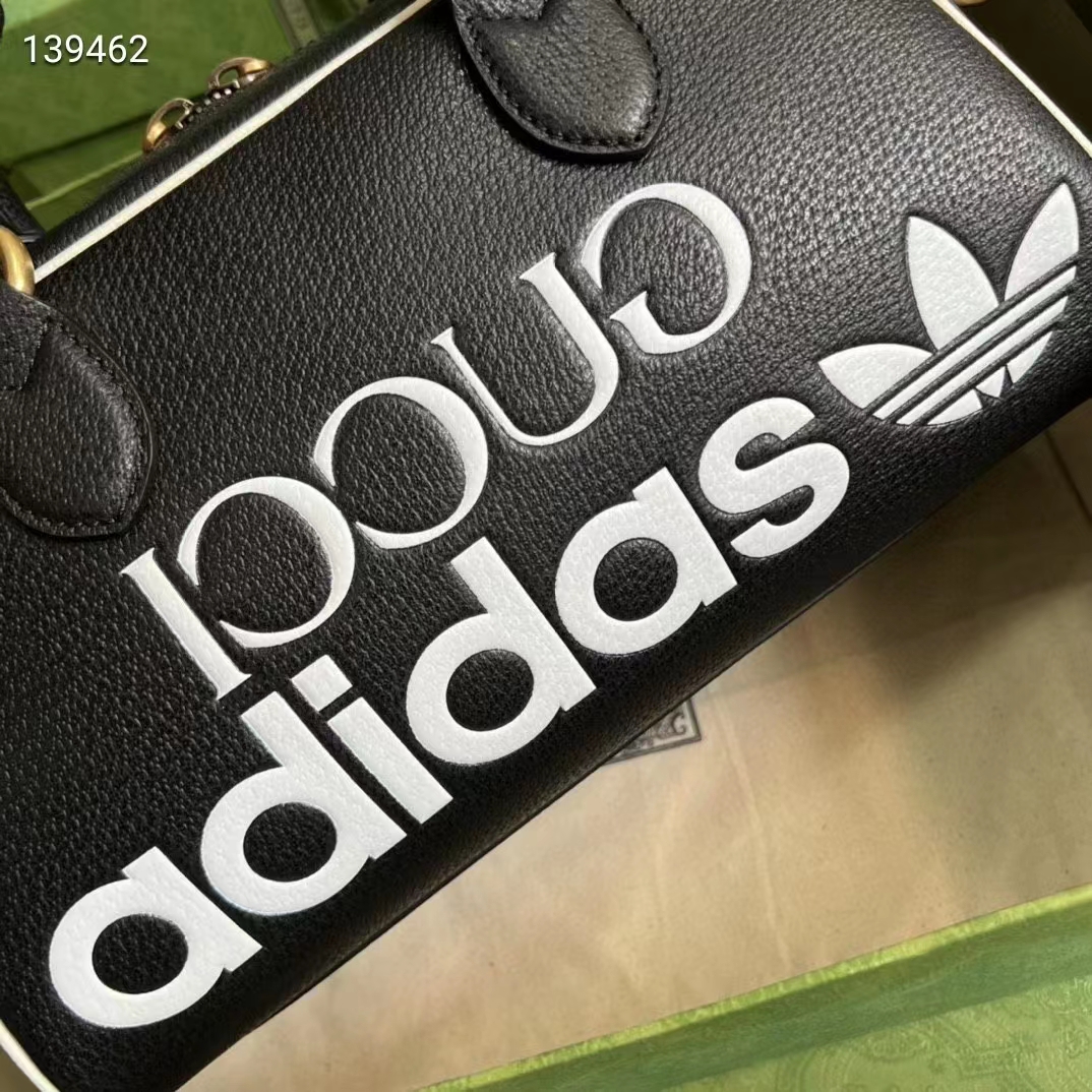 Gucci Unisex Adidas x Gucci Mini Duffle Bag Black Leather Interlocking G
