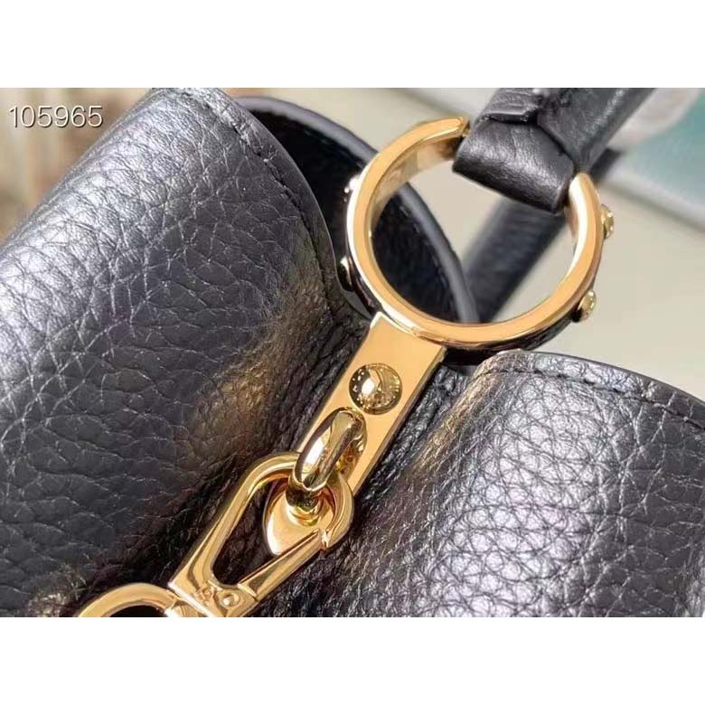 Louis Vuitton LV Women Capucines BB Handbag Black Taurillon Cowhide Leather