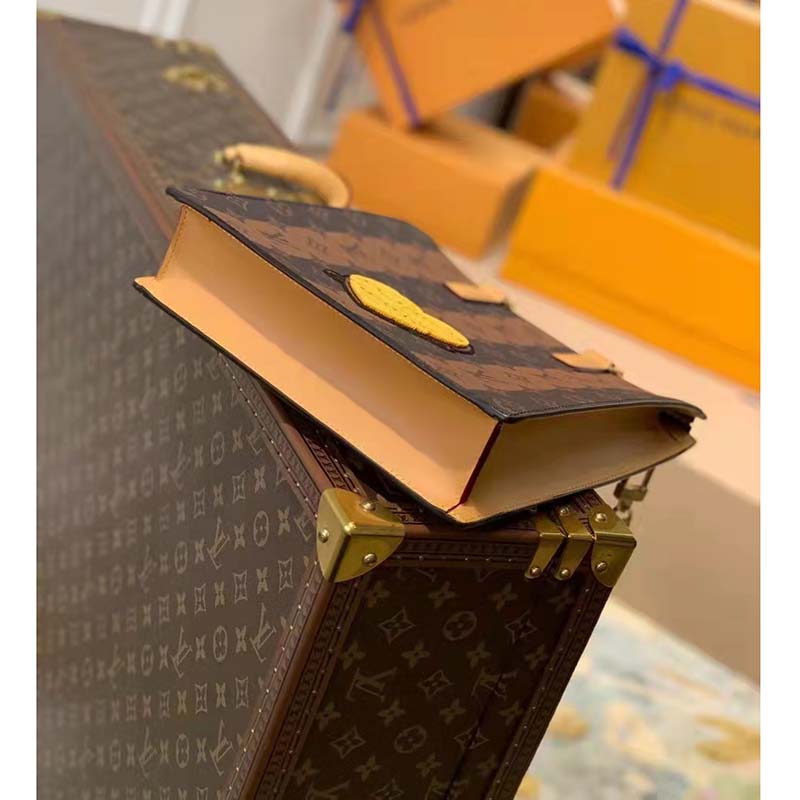 Louis Vuitton LV Unisex Sac Plat Cross Monogram Stripes Brown Coated Canvas