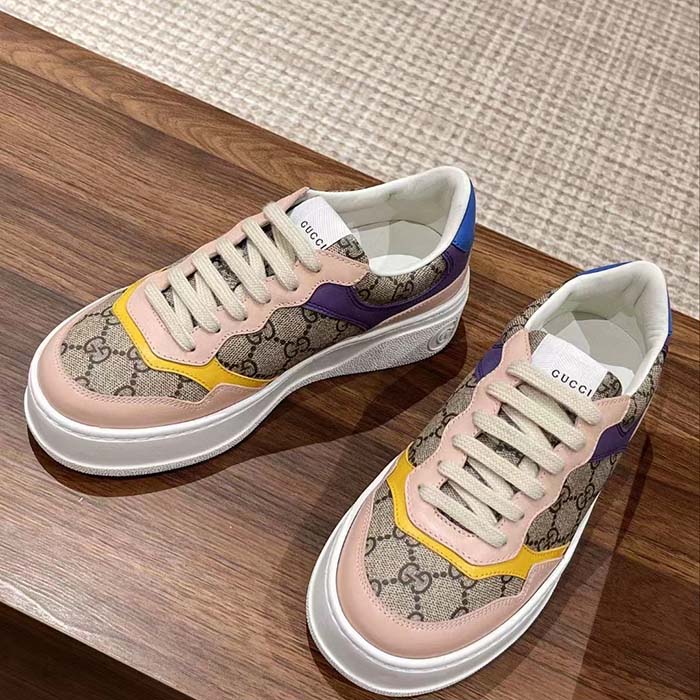 Gucci Unisex GG Sneaker Beige Ebony GG Supreme Canvas Mid 5.6 CM Heel