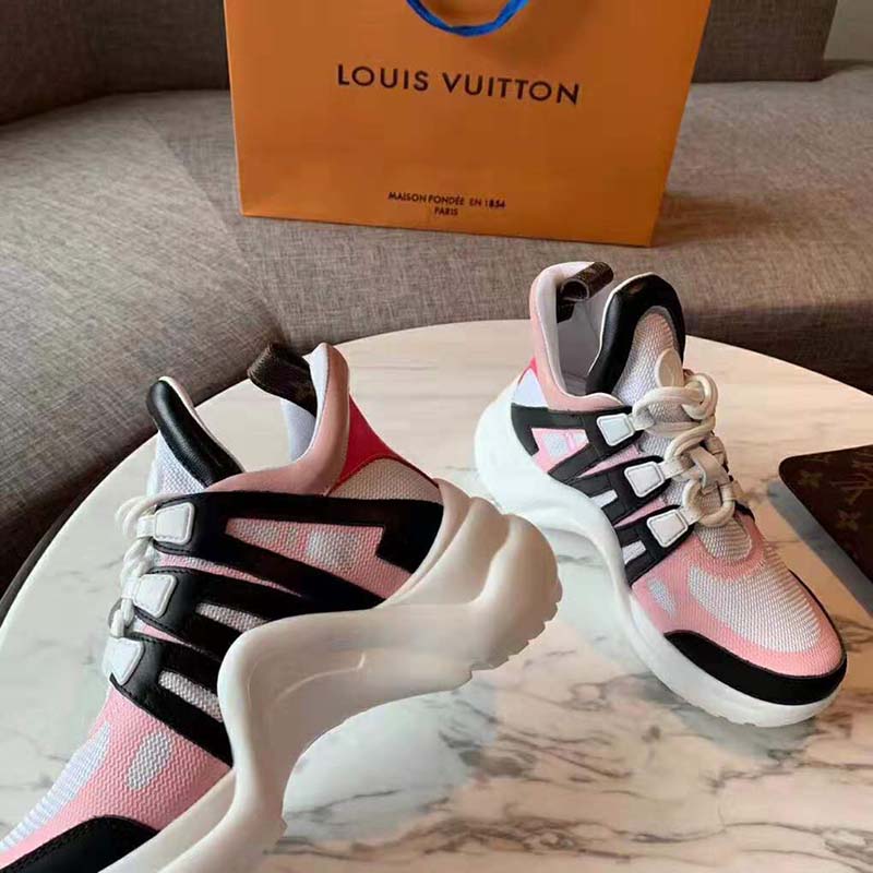 Louis Vuitton LV Unisex LV Archlight Sneaker in Calf Leather and Technical Fabric-Pink