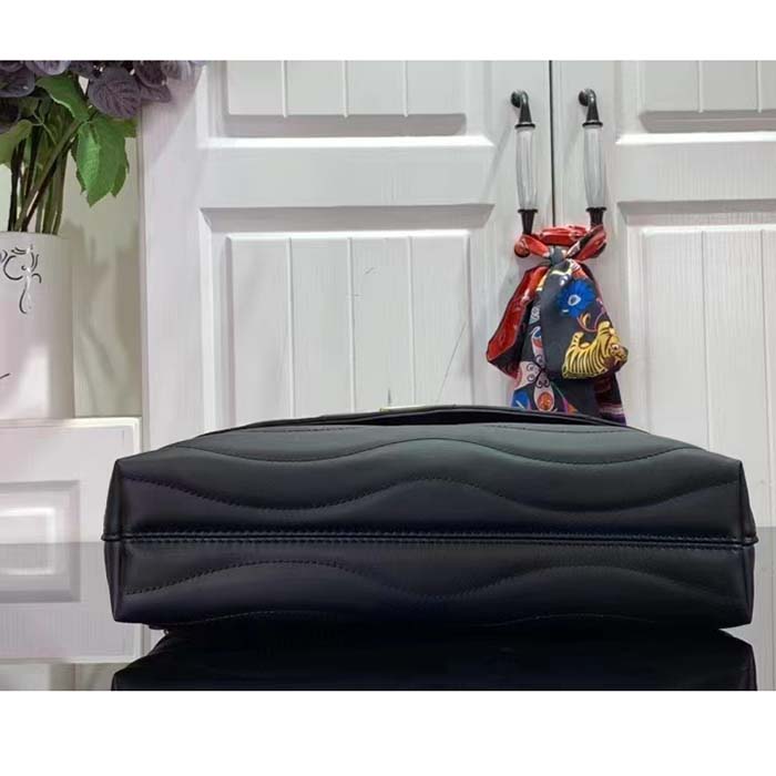 Louis Vuitton LV Women New Wave Chain Bag GM Black Quilted Smooth Calf Leather