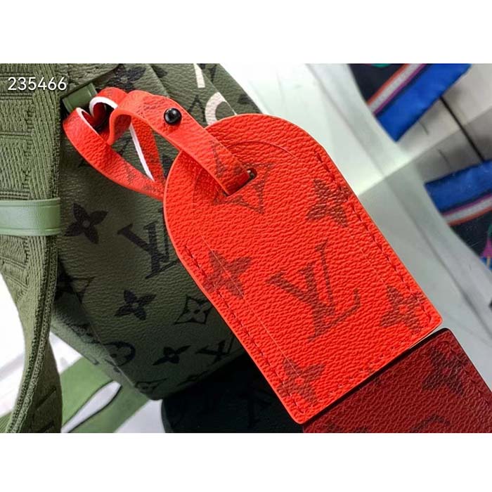 Louis Vuitton LV Unisex Hamac Bag Khaki Green Vermillion Red Monogram Coated Canvas Cowhide Leather