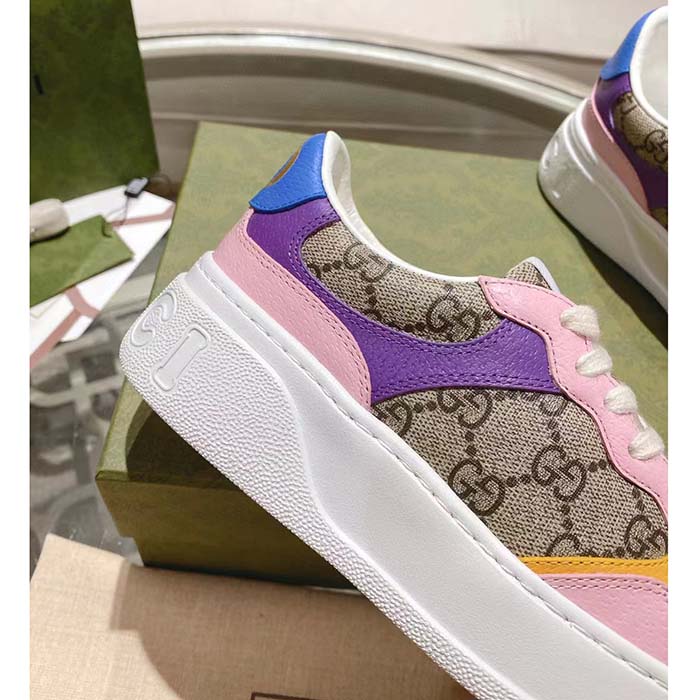 Gucci Unisex GG Sneaker Beige Ebony GG Supreme Canvas Mid Heel 5.6 Cm Heel