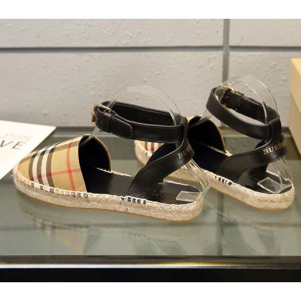 Classic Plaid Cotton Hemp Braided Sandals 1025051311