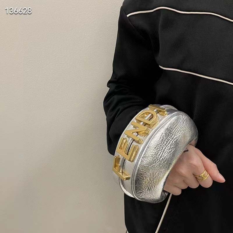 Fendi Women FF Fendigraphy Silver Leather Charm