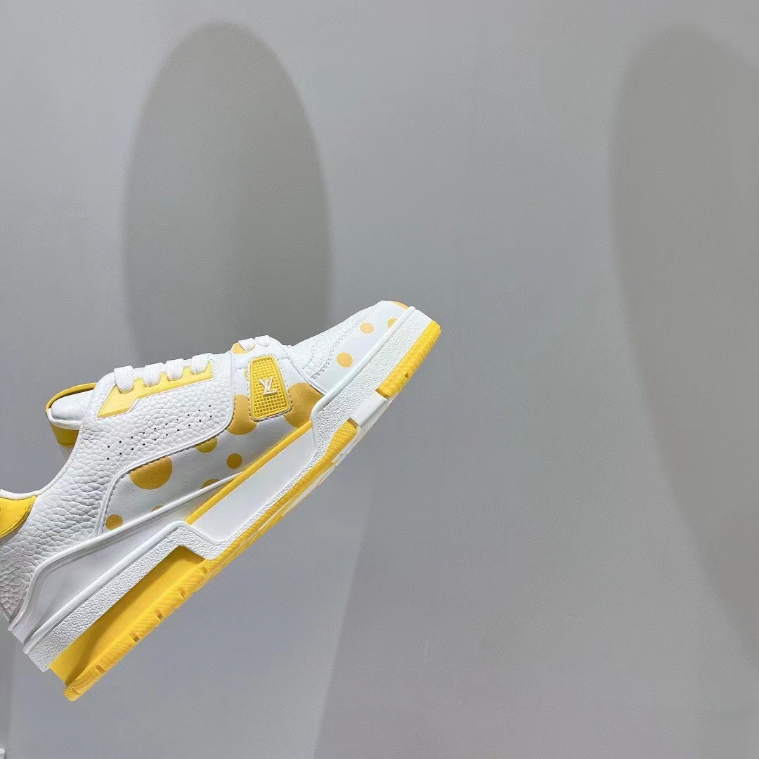 Louis Vuitton LV Unisex LV x YK LV Trainer Sneaker Yellow Calf Leather Rubber
