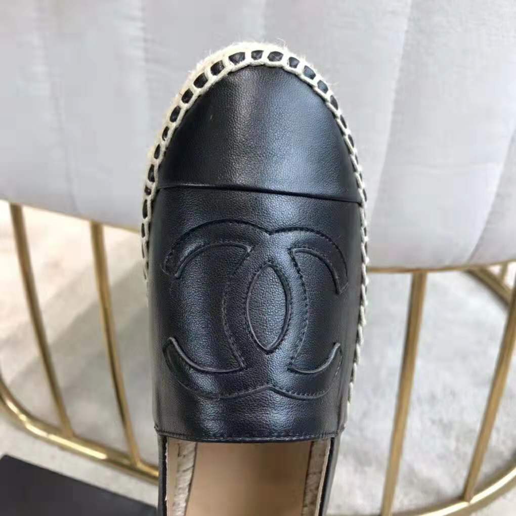 Chanel Women Espadrilles in Lambskin Leather-Black