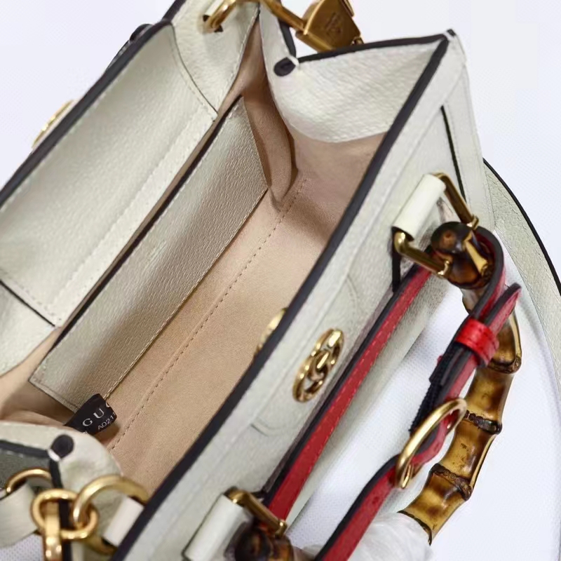 Gucci GG Women Diana Mini Tote Bag White Leather Double G