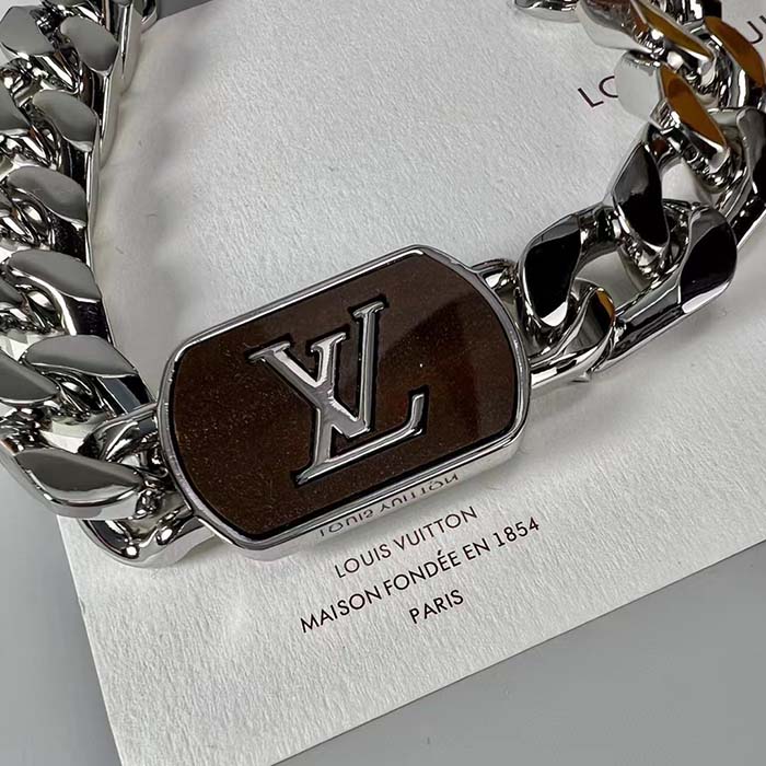 Louis Vuitton Unisex LV Shades Bracelet Brown Metal Silver-Colour Finish
