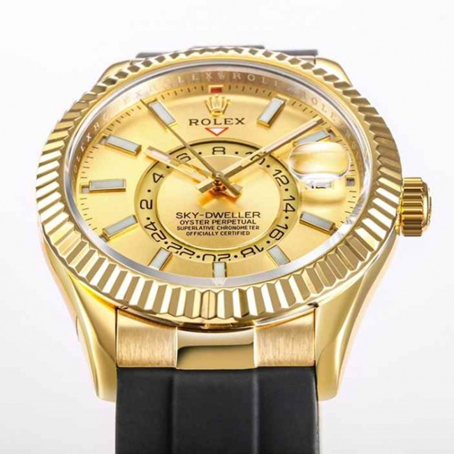 Rolex Sky-Dweller Yellow Gold Champagne Dial 42mm