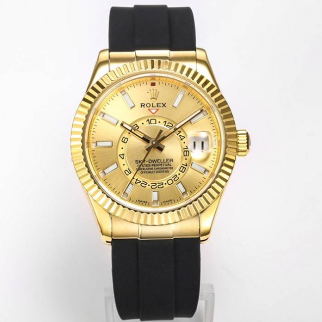Rolex Sky-Dweller Yellow Gold Champagne Dial 42mm