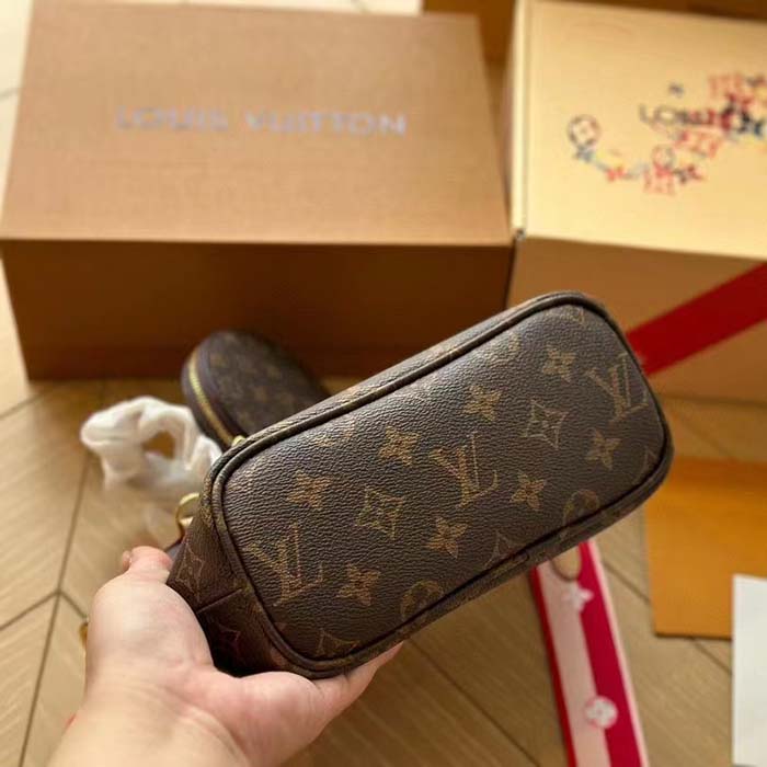Louis Vuitton LV Women Neverfull BB Peony Pink Monogram Coated Canvas Natural Cowhide Leather