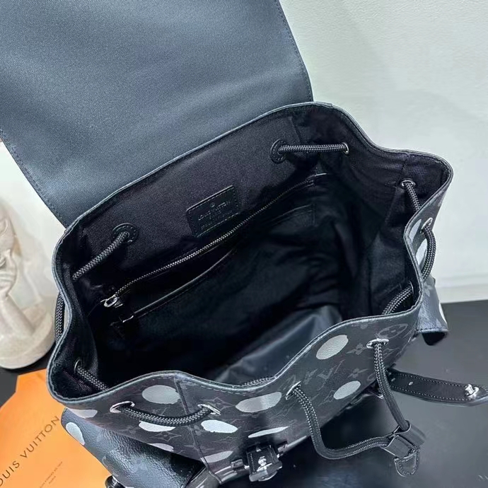 Louis Vuitton LV Unisex Christopher MM Backpack Black Silver Monogram Eclipse Coated Canvas