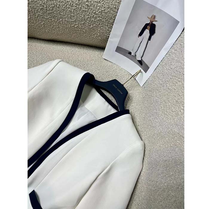 Louis Vuitton Women LV Wetsuit Pull Mikado Jacket Wool Silk White Regular Fit
