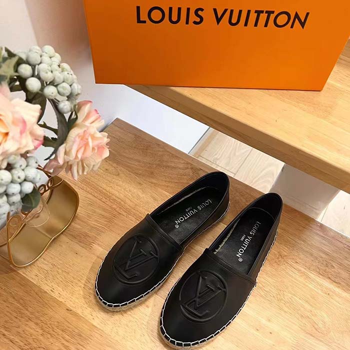 Louis Vuitton LV Women Starboard Flat Espadrille Black Lamb Leather Rubber