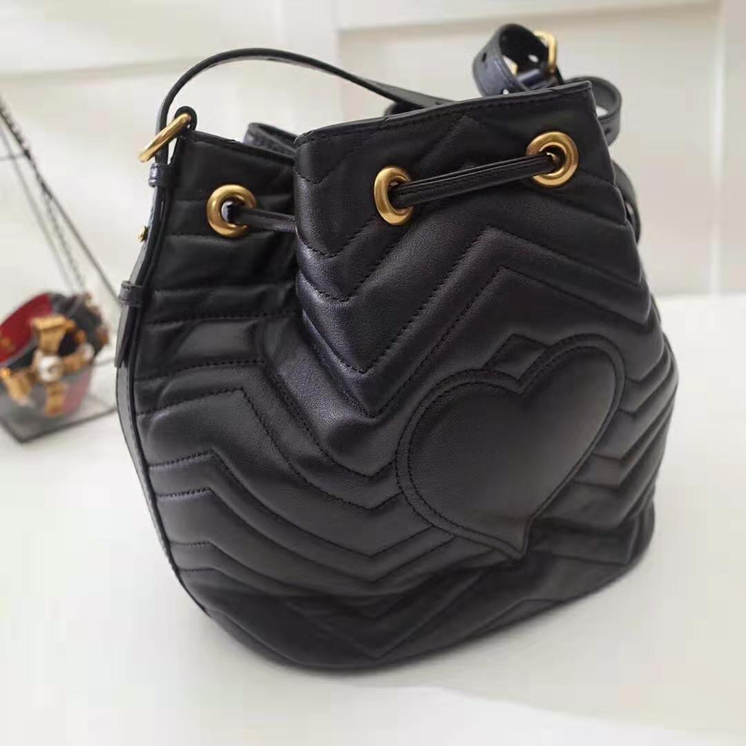 Gucci Women GG Marmont Mini Bucket Bag-Black