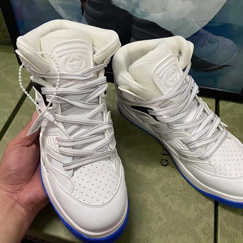 Gucci Unisex GG Gucci Basket Sneaker White Demetra Rubber Interlocking G Patch