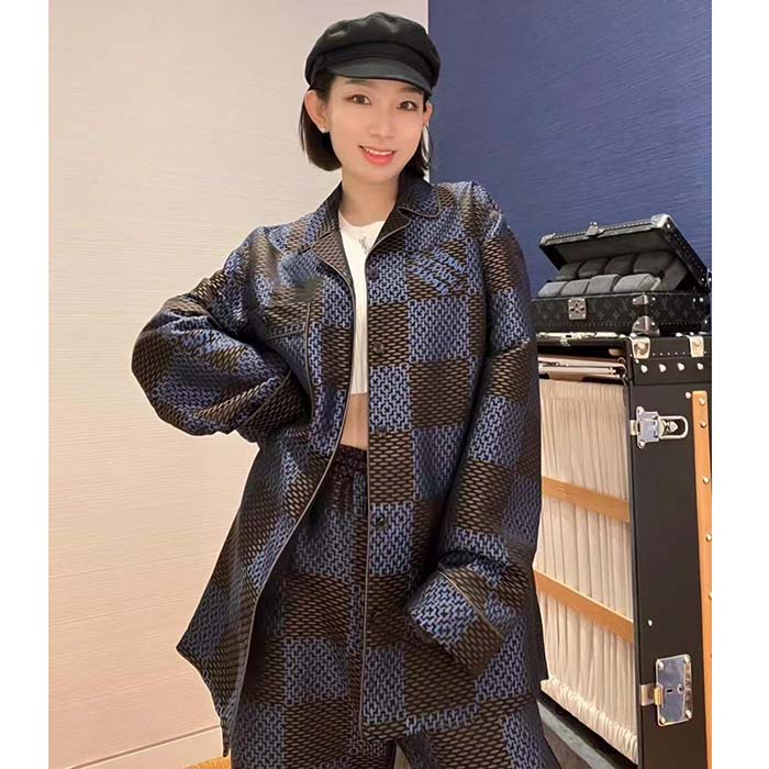 Louis Vuitton Women LV Long-Sleeved Damier Silk Pyjama Shirt Pyjama Fit 1AFJD0