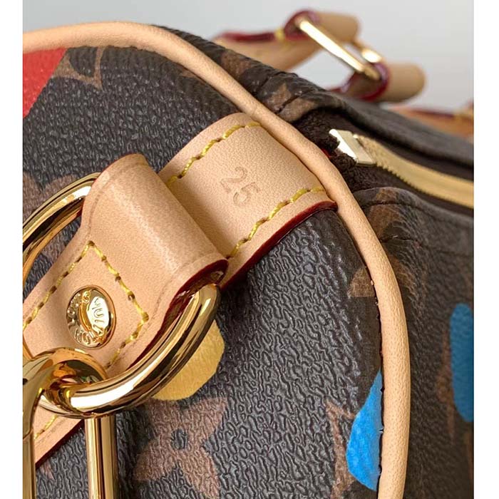 Louis Vuitton Unisex LVxYK Speedy Bandoulière 25 Monogram Coated Canvas 3D Painted Dots Print