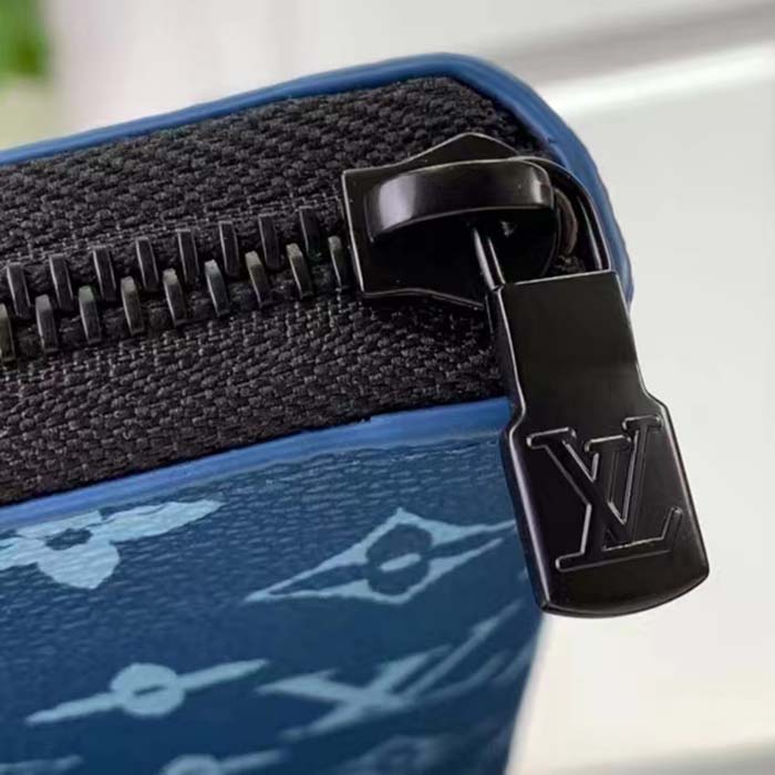 Louis Vuitton LV Unisex Zippy Vertical Wallet Atlantic Blue Monogram Coated Canvas