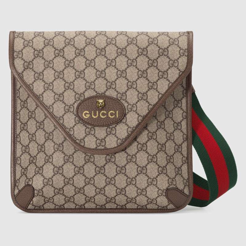 Gucci GG Unisex Neo Vintage GG Medium Messenger in Beige/Ebony GG Supreme Canvas