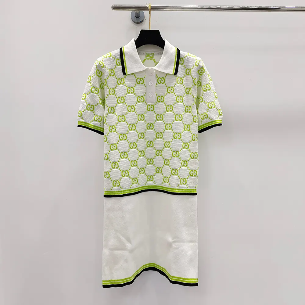 Gucci Women Cotton Polo Dress with GG Intarsia 788764XKD1R9172