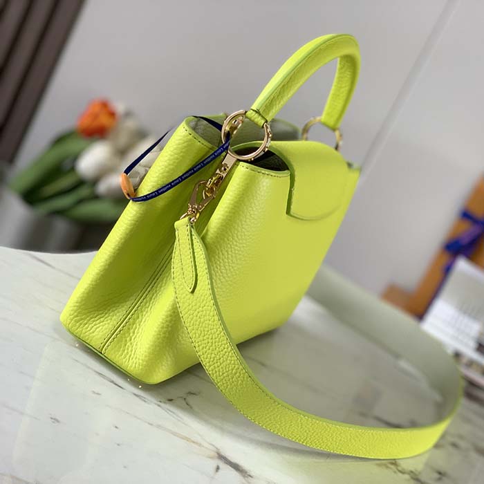 Louis Vuitton LV Women Capucines BB Handbag Cedrat Yellow Crème Nacré Taurillon Leather