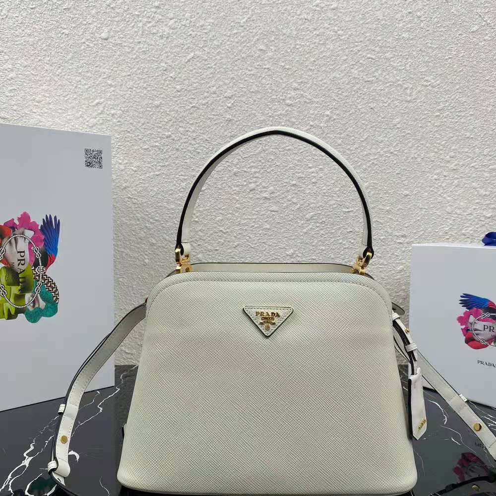 Prada Women Medium Saffiano Leather Prada Matinee Bag-White