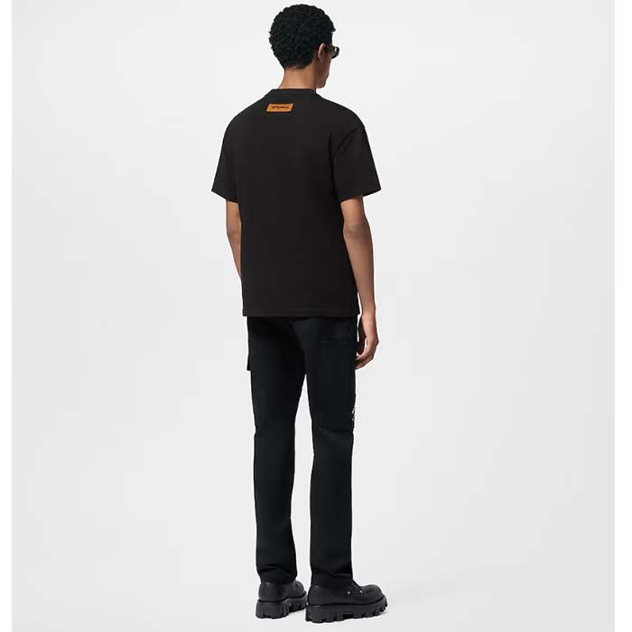 Louis Vuitton LV Men Embroidered Signature Cotton T-Shirt Ribbed Collar Black 1AFJFH