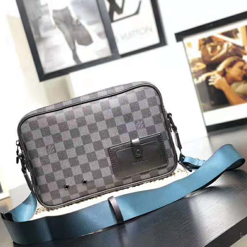 Louis Vuitton LV Men Alpha Messenger in Classic LV Damier Graphite Canvas-Grey