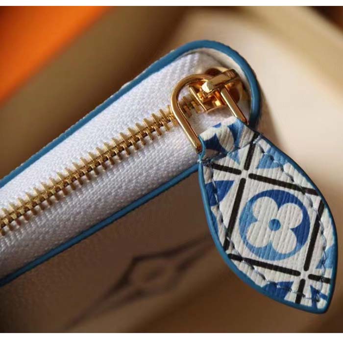 Louis Vuitton LV Unisex Zippy Coin Purse Blue Monogram Coated Canvas Zip Closure