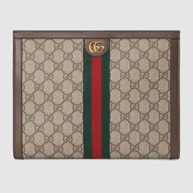 Gucci GG Unisex Ophidia Pouch Beige/Ebony GG Supreme Canvas