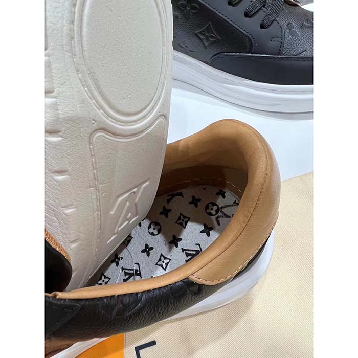 Louis Vuitton LV Unisex Beverly Hills Sneaker Black Monogram Embossed Grained Calf Leather