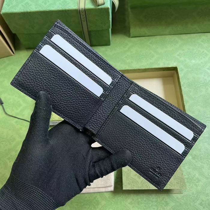 Gucci Unisex Jumbo GG Wallet Black Leather Moiré Lining
