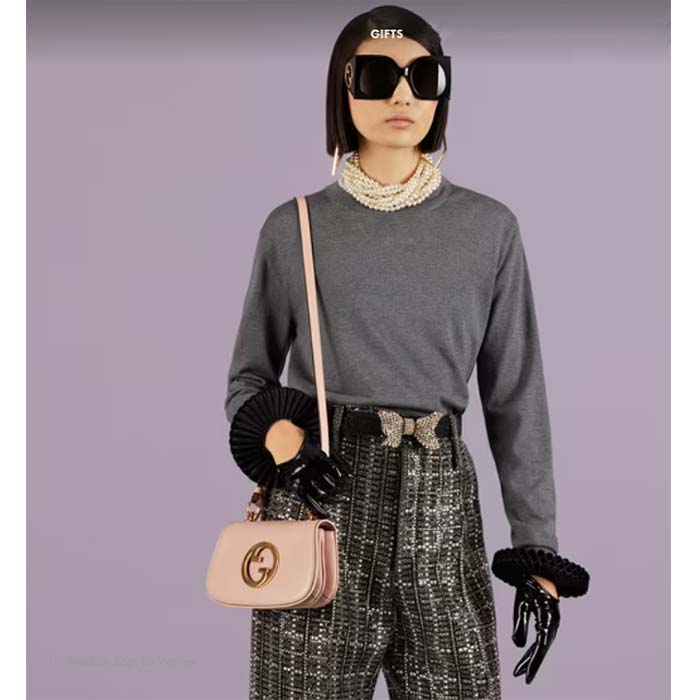 Gucci Women GG Blondie Mini Bag Light Pink Round Interlocking G