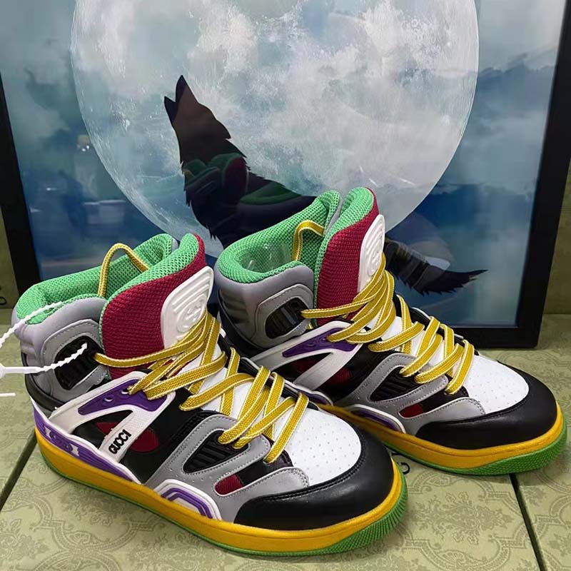 Gucci Unisex GG Gucci Basket Sneaker Black Demetra Rubber Interlocking G Patch