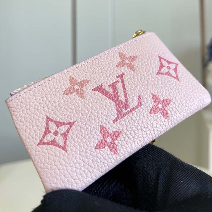 Louis Vuitton LV Women Key Pouch Pink Monogram Empreinte Embossed Supple Grained Cowhide Leather