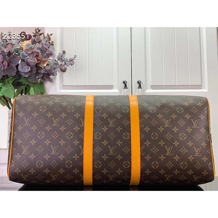Louis Vuitton LV Unisex Keepall Bandoulière 45 Radiant Sun Monogram Macassar Coated Canvas