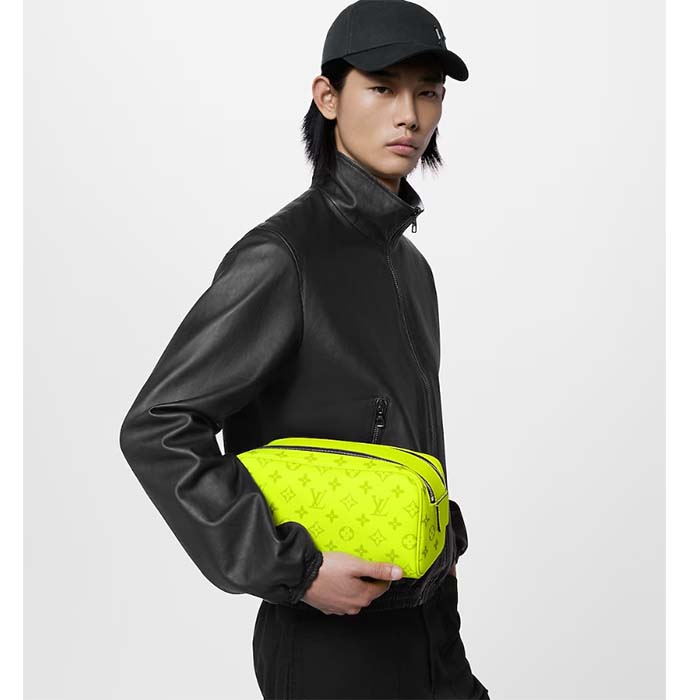 Louis Vuitton LV Unisex Dopp Kit Neon Yellow Monogram Coated Canvas Taiga Cowhide Leather